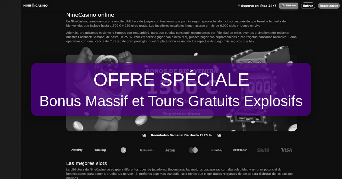 Nine Casino : bonus de bienvenue et conditions à connaître